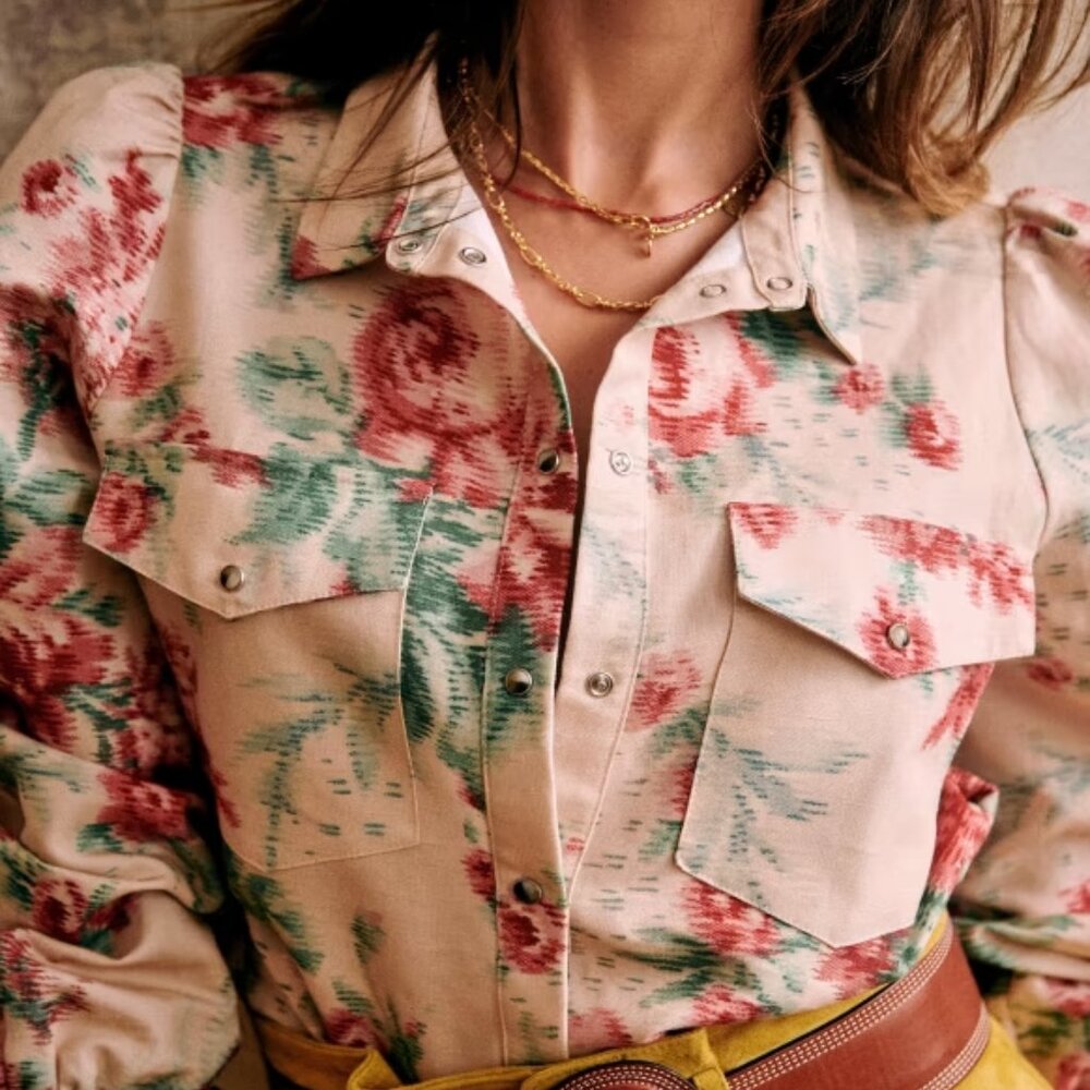 Sezane Claudia Shirt - Antique Floral Button Down - NWT - Size 36 (S/4)
